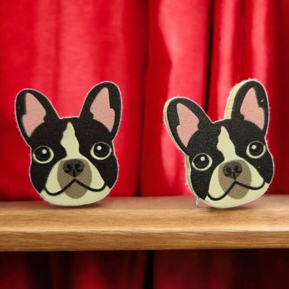 🐶 Frenchie French Bulldog Earrings Dog Mom Pierced Ears Pet Owner Studs Jewelry - Picture 3 of 10